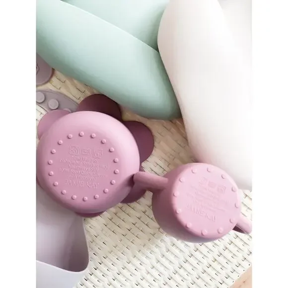 New Jamie Kay Silicone Mealtime Bundle Cup + Flower Snack Bowl + Bibs